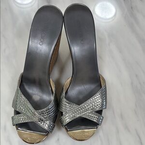 Jimmy Choo Silver Crystal Embellished Wedges